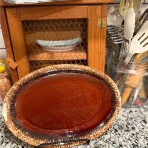Hull Brown Drip Oval Serving Platter